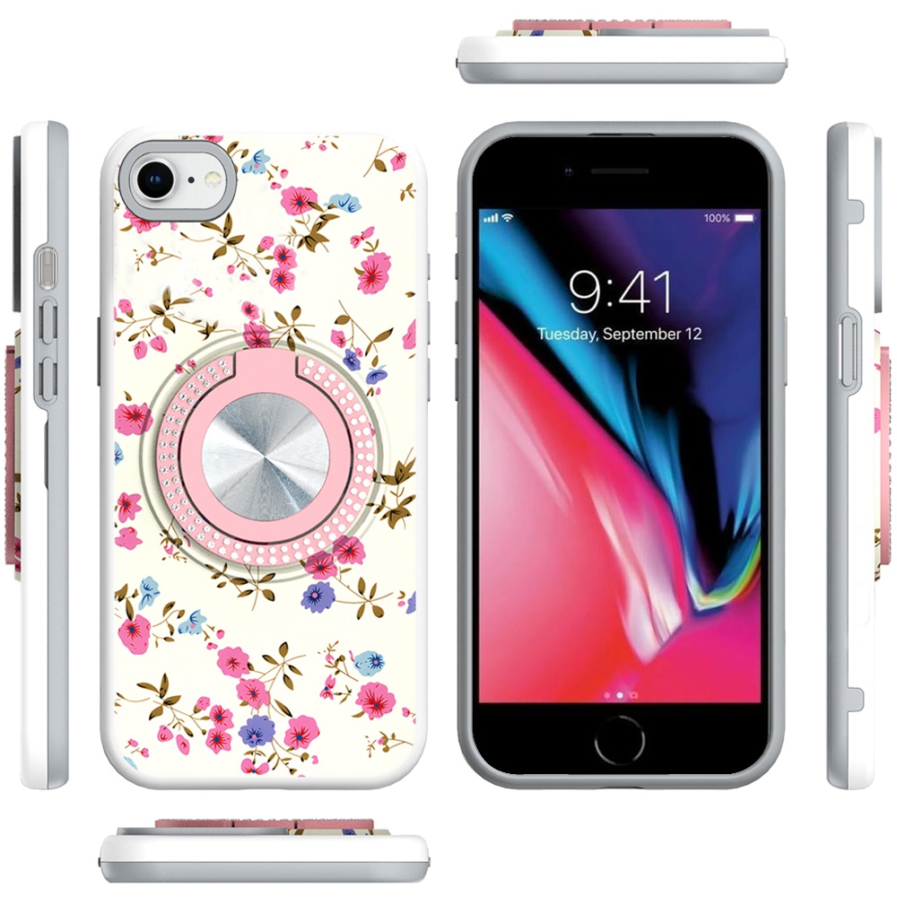 Für iPhone SE 3 (2022) Metall Diamant CD Design Matt Hybrid Hülle mit Ring - Bild 26 von 72