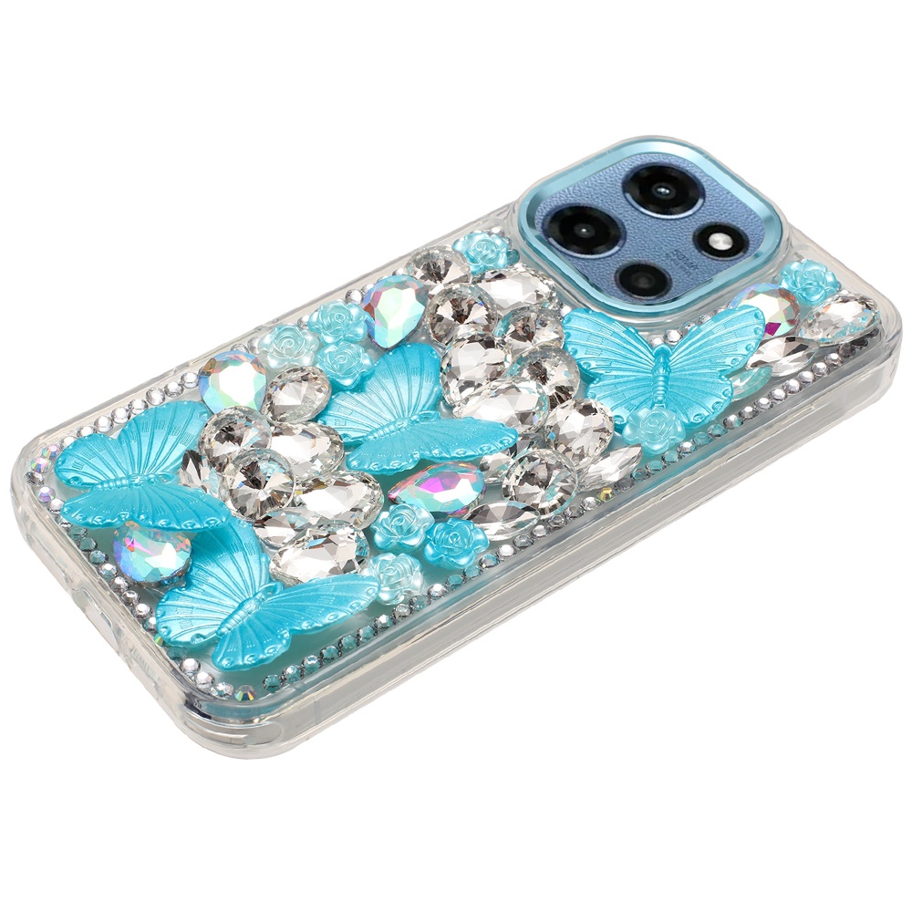 Für Moto G 5G 2025 Floral Schmetterling Bling Steine Hybrid Hülle - - Bild 15 von 15