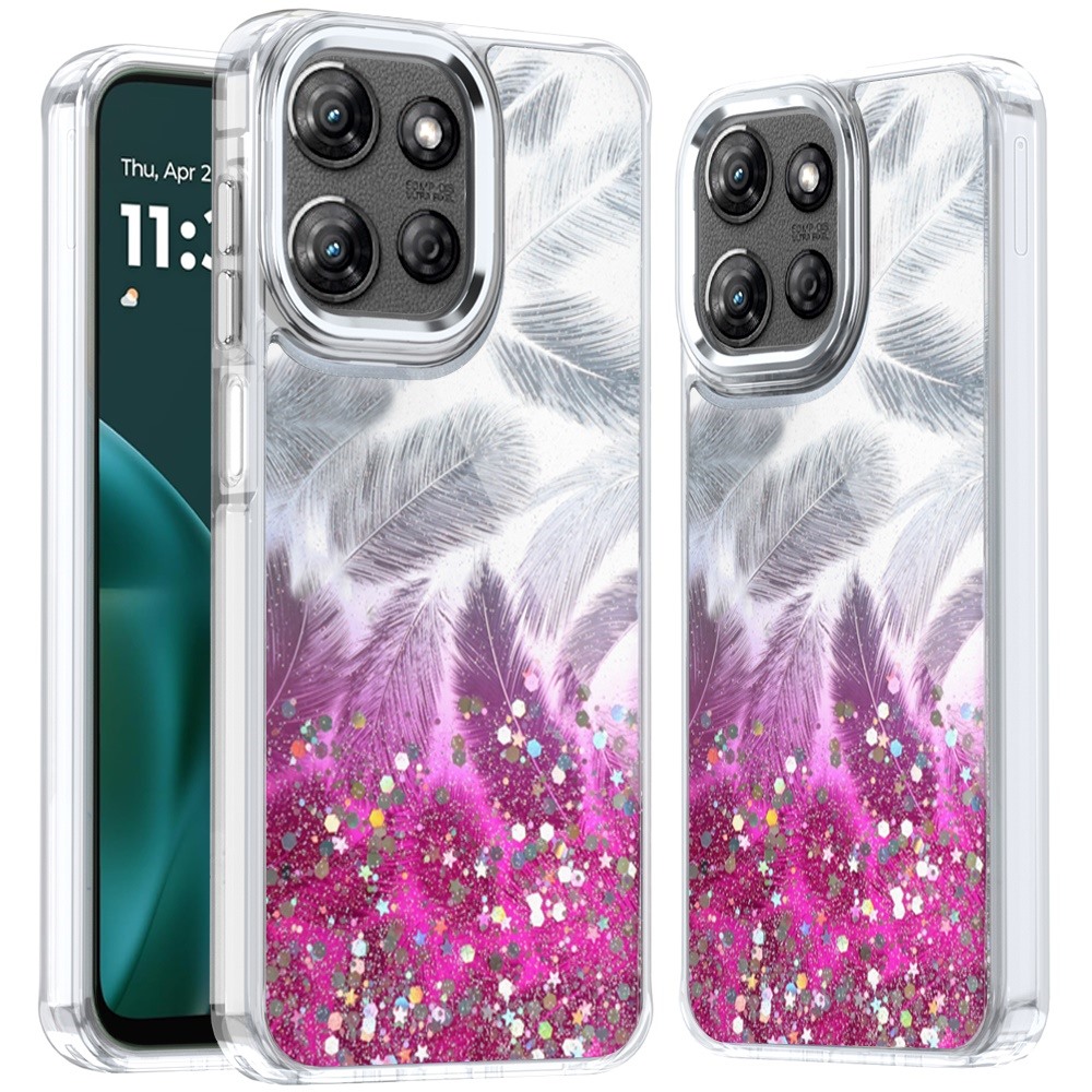 Für Moto G Stylus 5G 2025 Hot Pink Epoxy Glitzer Schimmer Hybrid Hülle - Bild 2 von 18