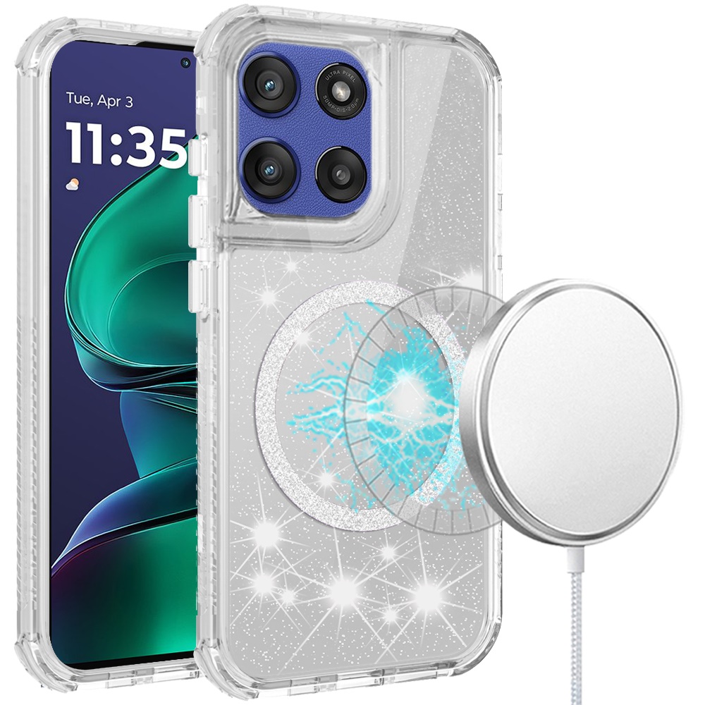 Für Moto G Stylus 5G 2025 Magnet Ring Glitzer 3in1 Hybrid Hülle Cover - - Bild 3 von 9