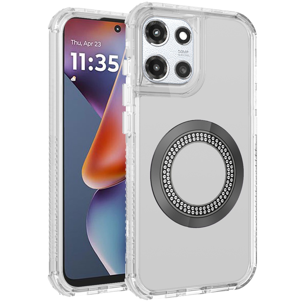 Für Moto G 5G 2025 Chrom Bling Magnet Ring Hybrid Hülle - - Bild 1 von 9