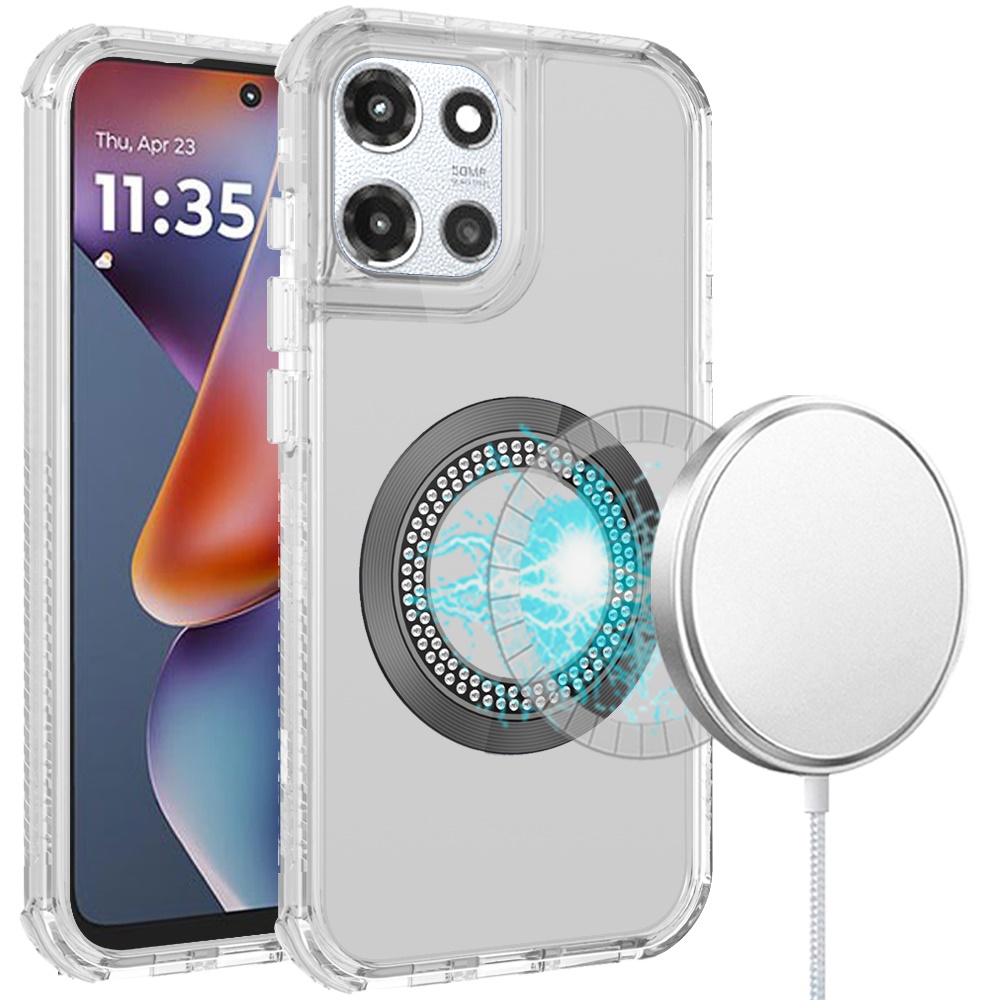 Für Moto G 5G 2025 Chrom Bling Magnet Ring Hybrid Hülle - - Bild 2 von 9