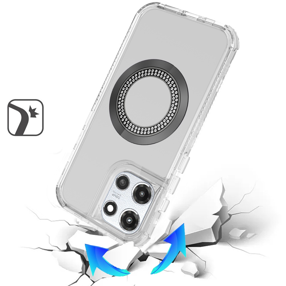 Für Moto G 5G 2025 Chrom Bling Magnet Ring Hybrid Hülle - - Bild 3 von 9