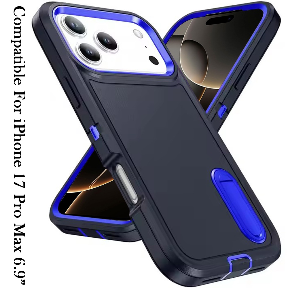 Für iPhone 17 Pro Max Peak 3-in-1 Robuste Hybrid Hülle mit Ständer - Schwarz - Bild 15 von 20