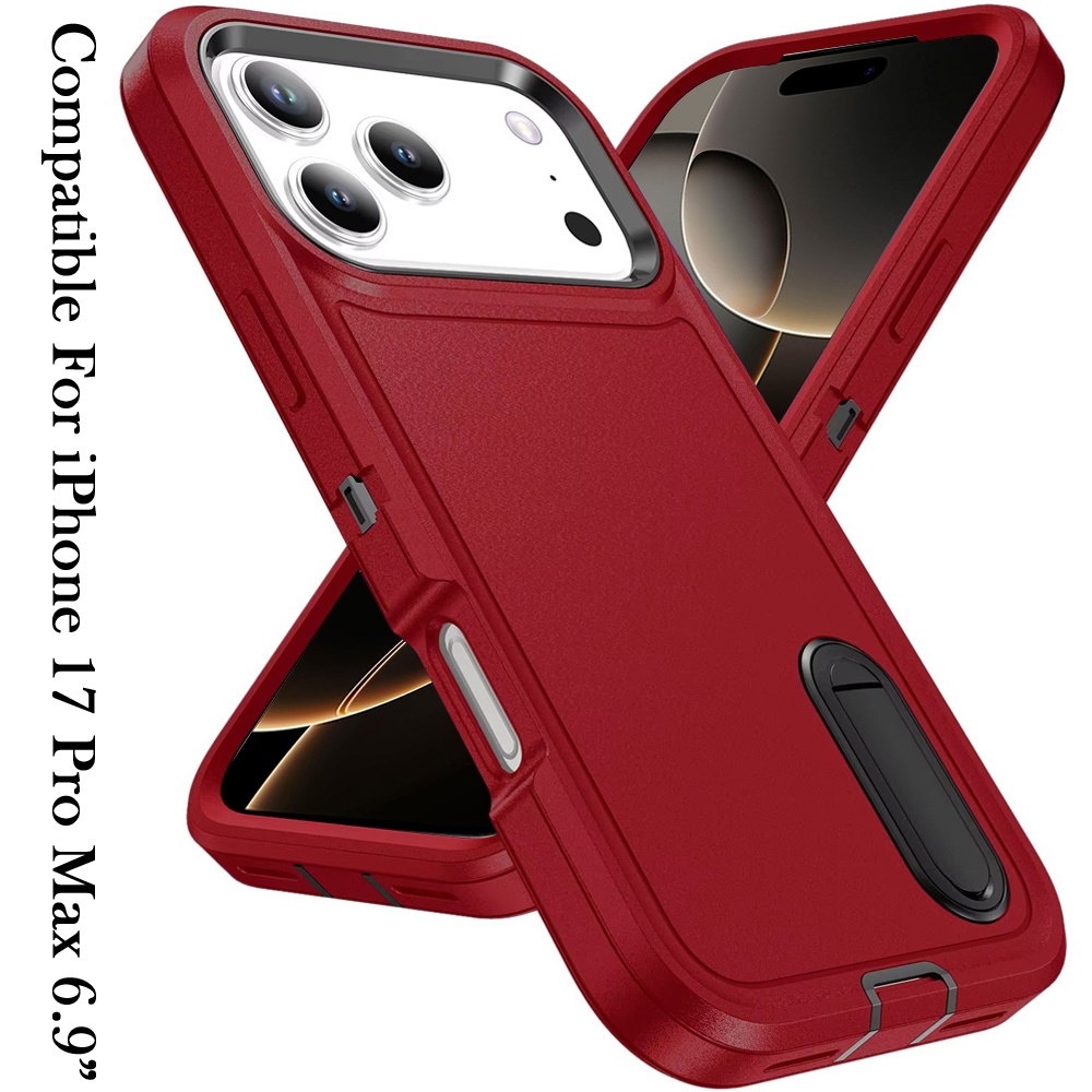 Für iPhone 17 Pro Max Peak 3-in-1 Robuste Hybrid Hülle mit Ständer - Schwarz - Bild 19 von 20