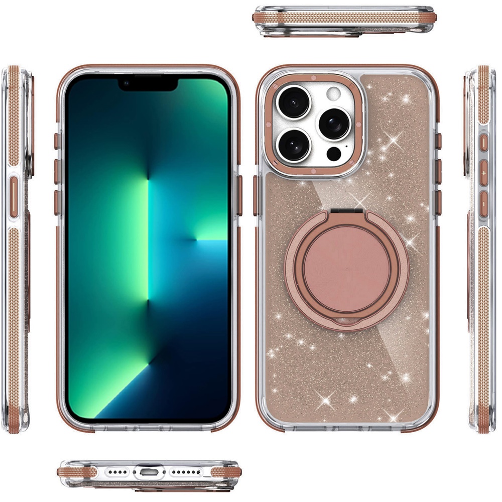 Für iPhone 13 Pro Glitzer Hülle mit 360° Drehring Ständer - Bild 1 von 6