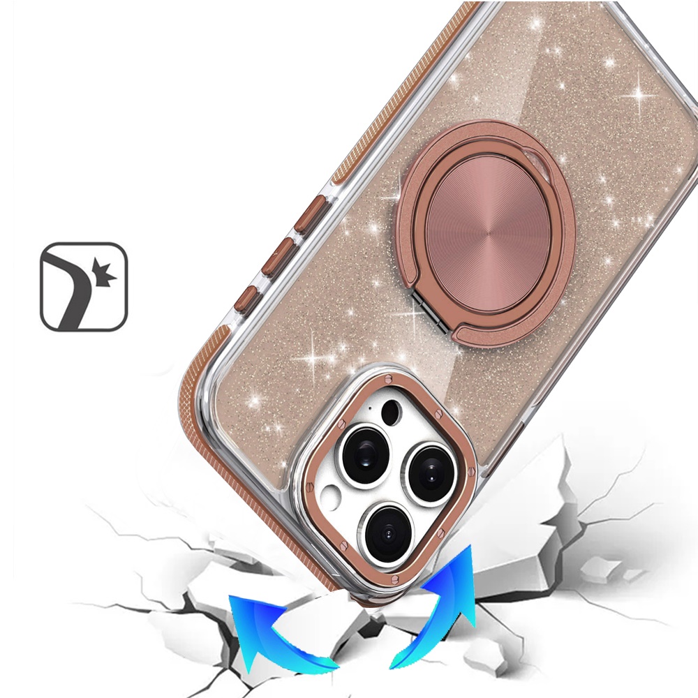 Für iPhone 13 Pro Glitzer Hülle mit 360° Drehring Ständer - Bild 3 von 6