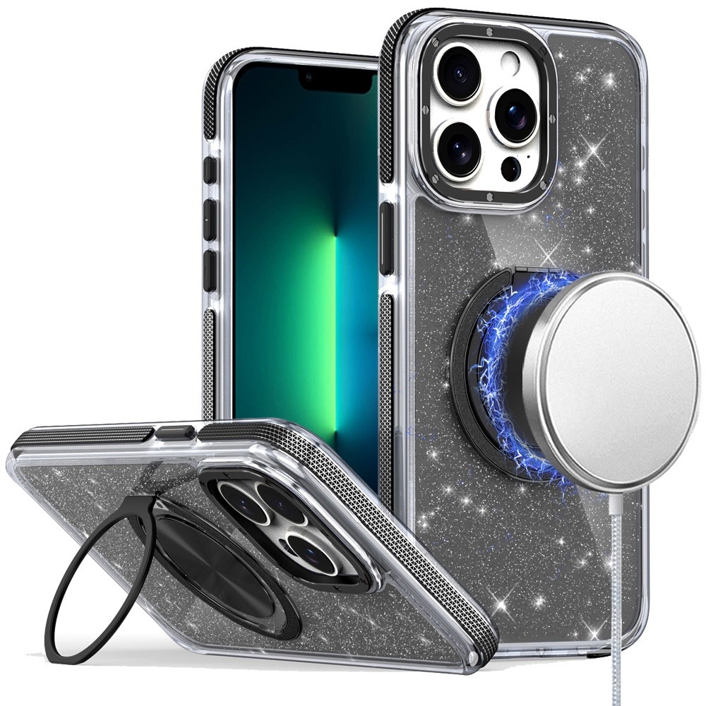 Für iPhone 13 Pro Glitzer Hülle mit 360° Drehring Ständer - Bild 4 von 6