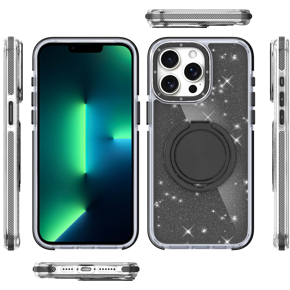 Für iPhone 13 Pro Glitzer Hülle mit 360° Drehring Ständer - Bild 5 von 6