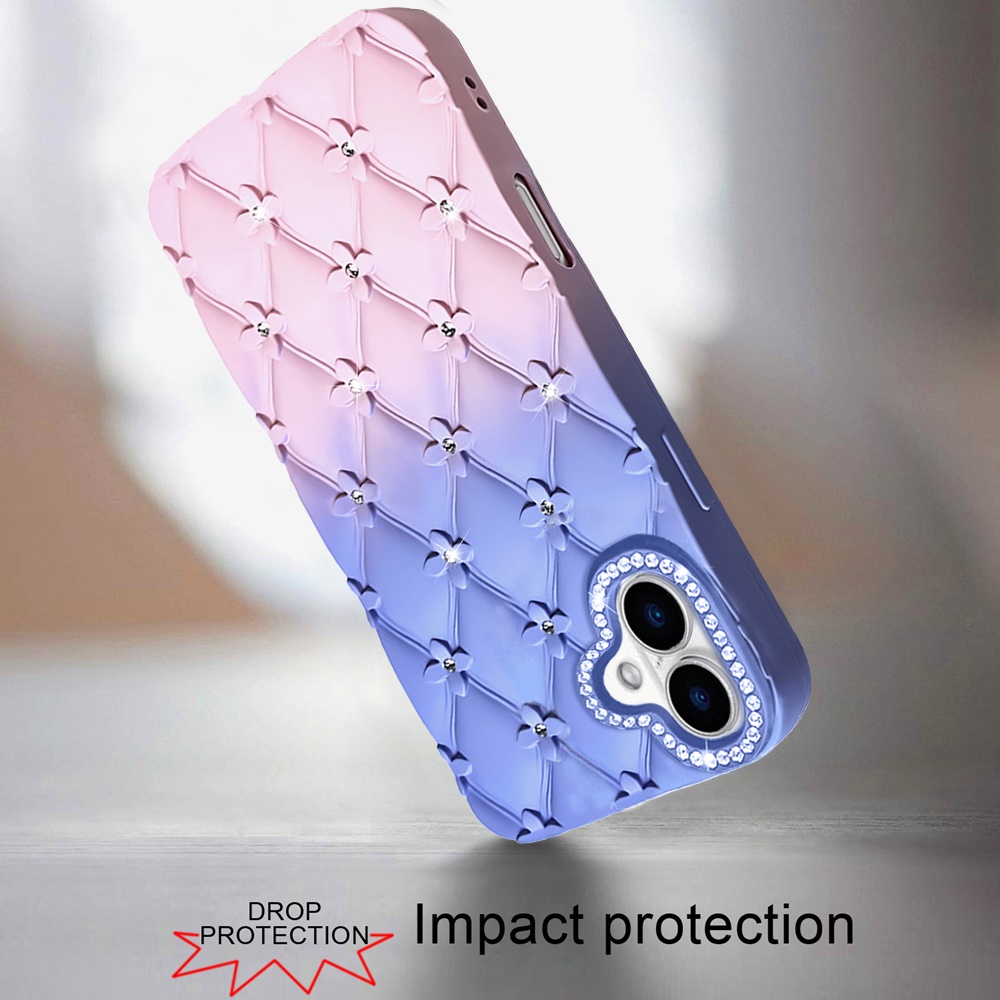 For iPhone 17 Floral Glitter TPU Case - Light Pink/Purple, Thick Leather Feel - Bild 6 von 12