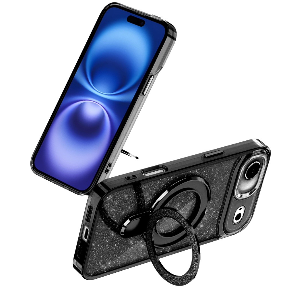 Für iPhone 17 Air: Glitzer Magnet Ring Ständer - HQ Hybrid - Bild 7 von 8
