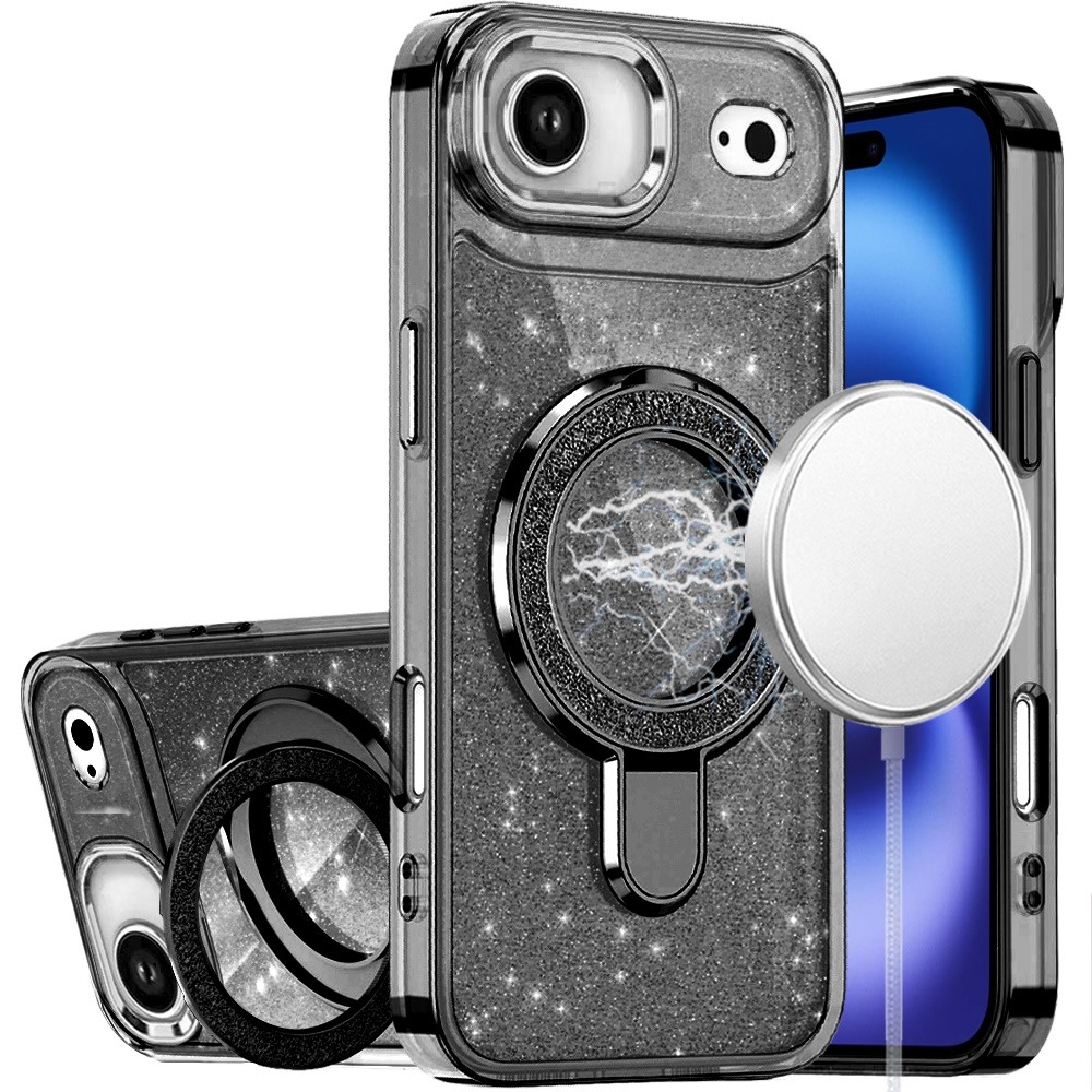 Für iPhone 17 Air: Glitzer Magnet Ring Ständer - HQ Hybrid - Bild 8 von 8