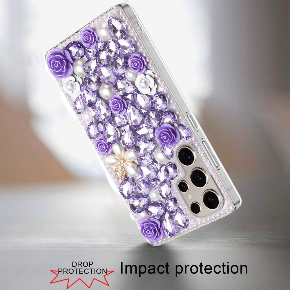 Für Samsung s25 Ultra Rose Flower Full Diamond Bling Steine -  - Bild 8 von 21