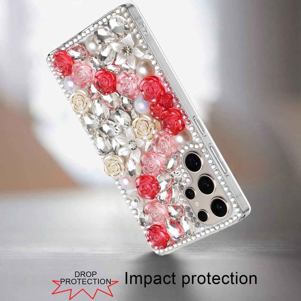 Für Samsung s25 Ultra Rose Flower Full Diamond Bling Steine -  - Bild 17 von 21