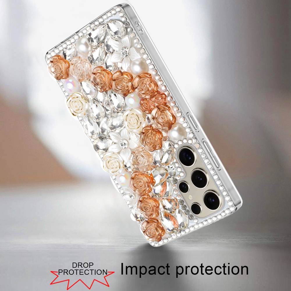 Für Samsung s25 Ultra Rose Flower Full Diamond Bling Steine -  - Bild 15 von 21