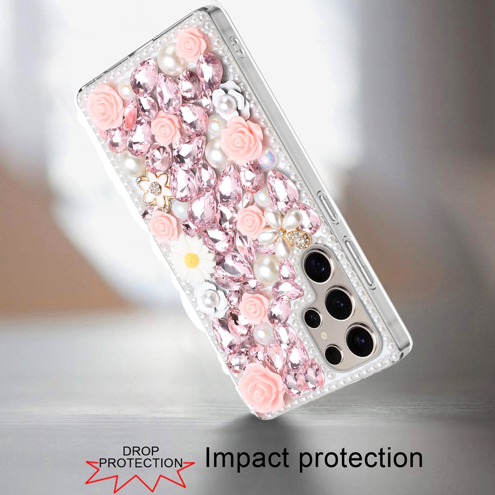 Für Samsung s25 Ultra Rose Flower Full Diamond Bling Steine -  - Bild 4 von 21