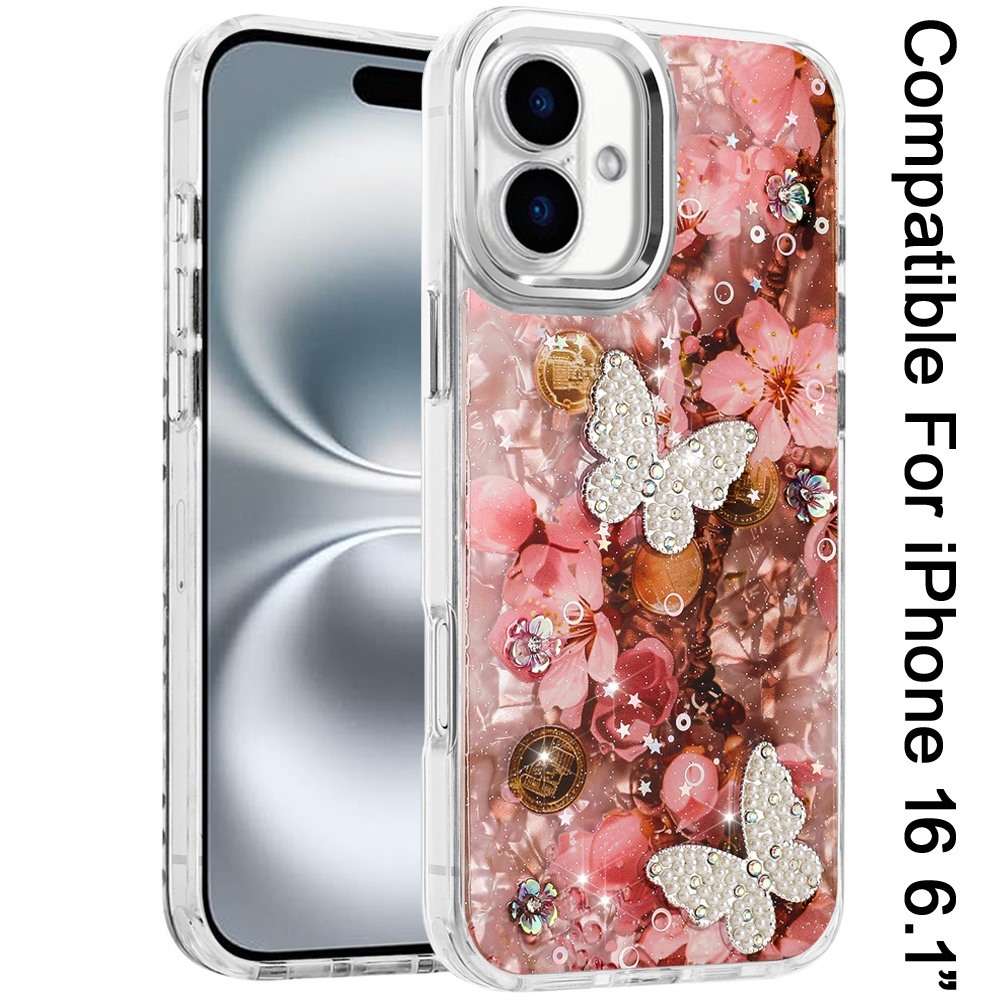 For iPhone 6 6." Epoxy Glitter Butterfly Case with HQ Metal Buttons - Bild 18 von 24