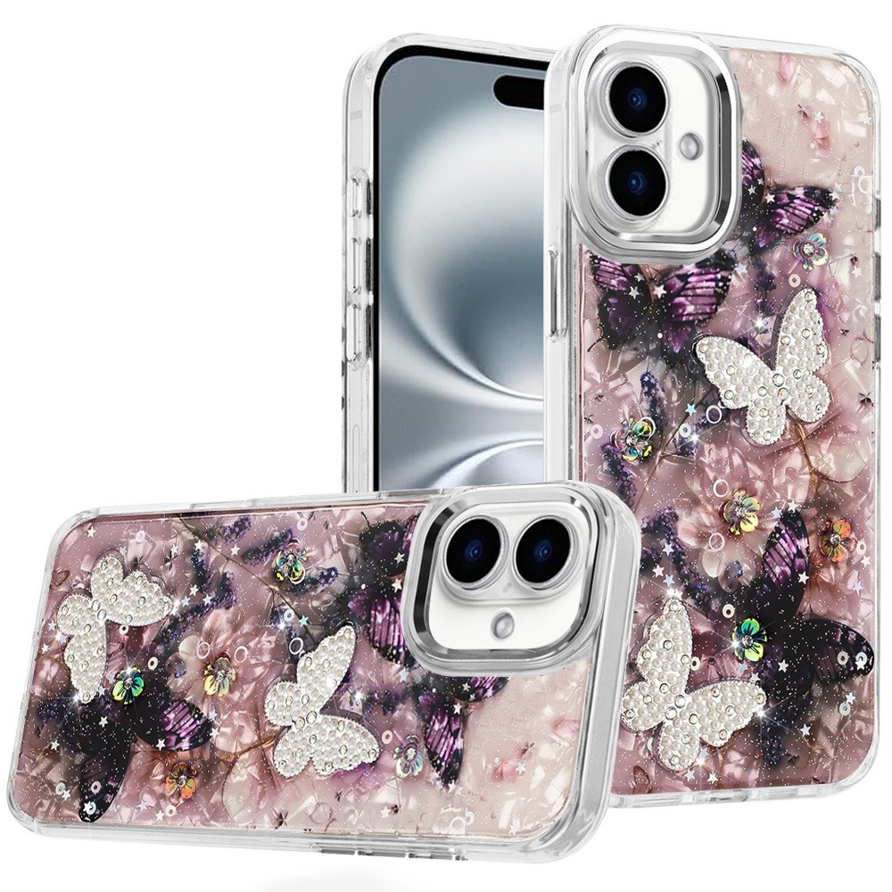 For iPhone 6 6." Epoxy Glitter Butterfly Case with HQ Metal Buttons - Bild 23 von 24
