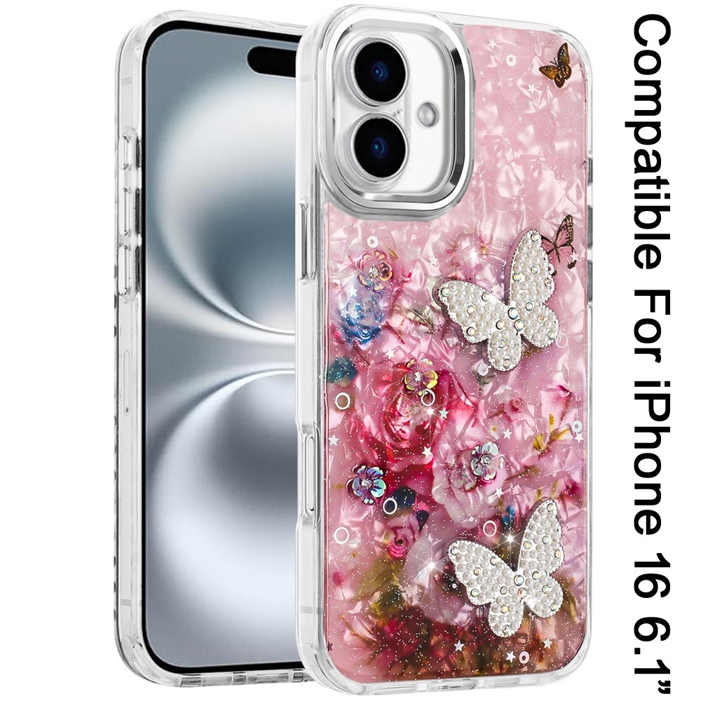 For iPhone 6 6." Epoxy Glitter Butterfly Case with HQ Metal Buttons - Bild 14 von 24