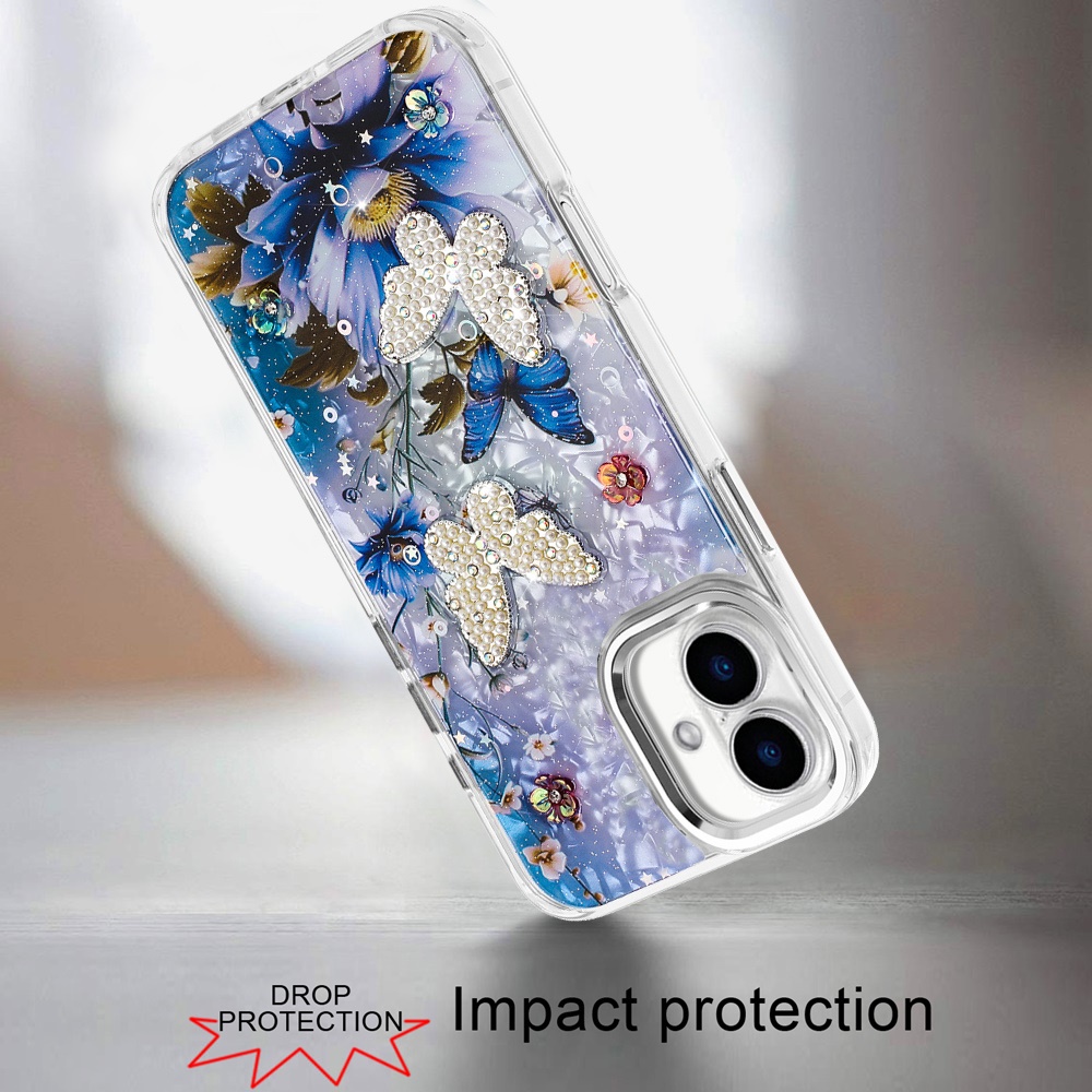 For iPhone 6 6." Epoxy Glitter Butterfly Case with HQ Metal Buttons - Bild 1 von 24