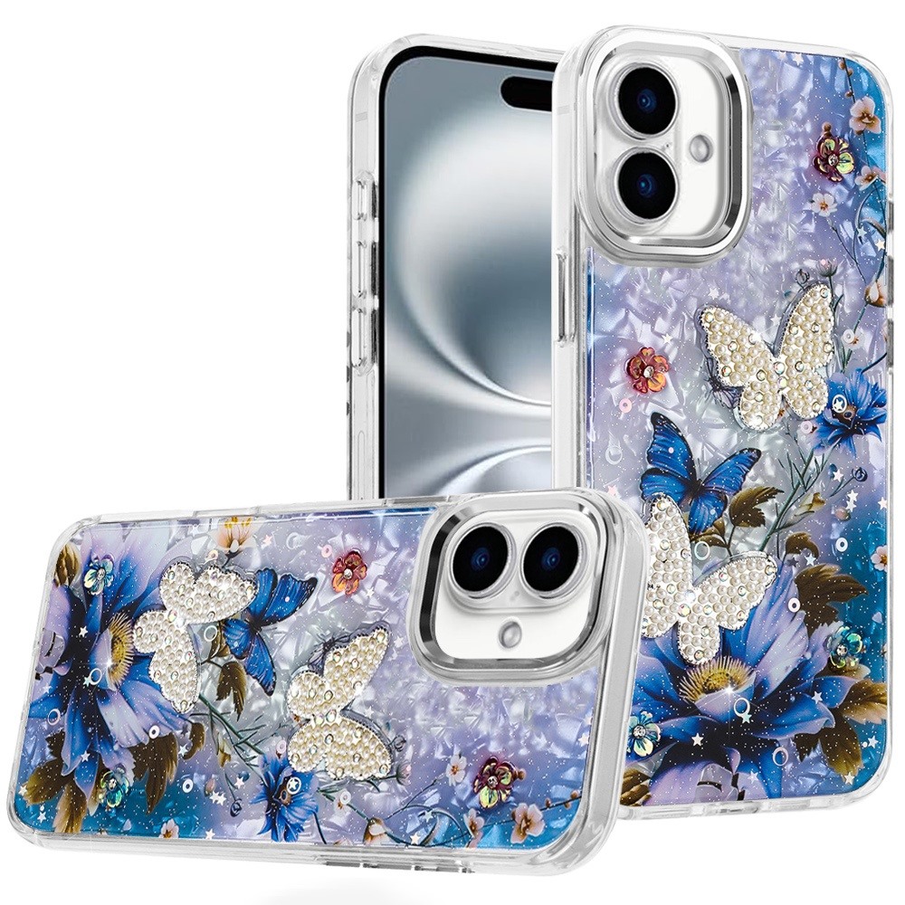 For iPhone 6 6." Epoxy Glitter Butterfly Case with HQ Metal Buttons - Bild 2 von 24
