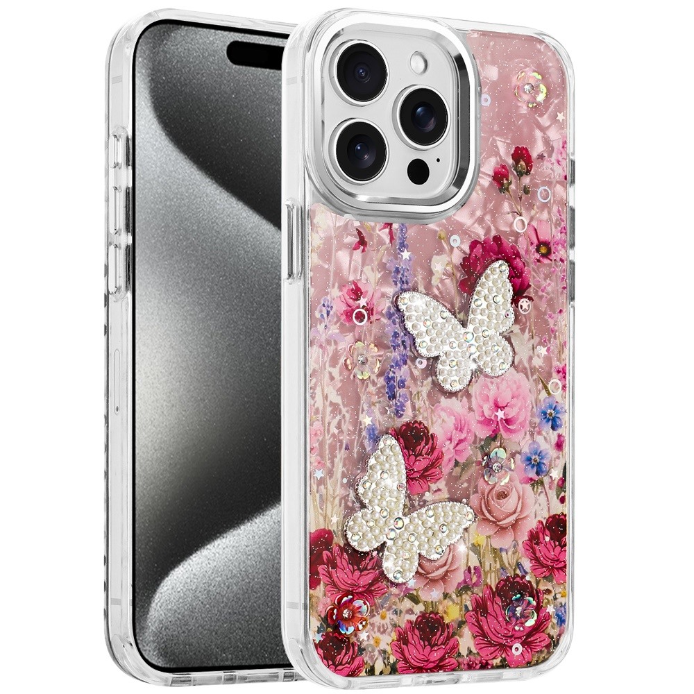 For iP5 Pro Max Glitter Butterfly Case with Metal Buttons - Hybrid Design - Picture 8 of 24
