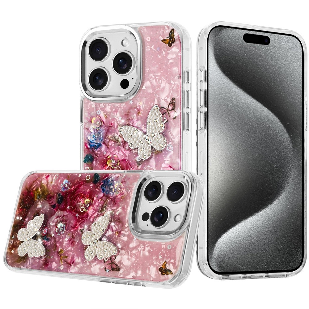 For iP5 Pro Max Glitter Butterfly Case with Metal Buttons - Hybrid Design - Picture 23 of 24
