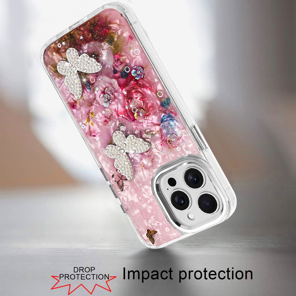 For iP5 Pro Max Glitter Butterfly Case with Metal Buttons - Hybrid Design - Picture 24 of 24