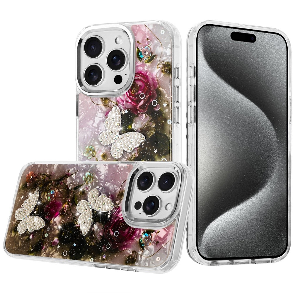 For iP5 Pro Max Glitter Butterfly Case with Metal Buttons - Hybrid Design - Picture 10 of 24
