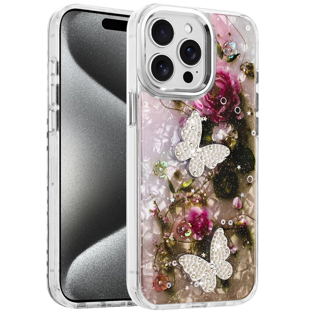 For iP5 Pro Max Glitter Butterfly Case with Metal Buttons - Hybrid Design - Picture 11 of 24