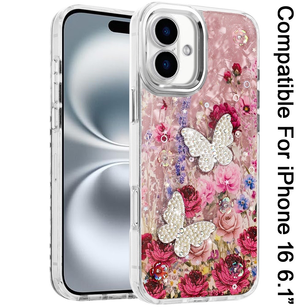 For iPhone 6 6." Epoxy Glitter Butterfly Case with HQ Metal Buttons - Bild 20 von 24
