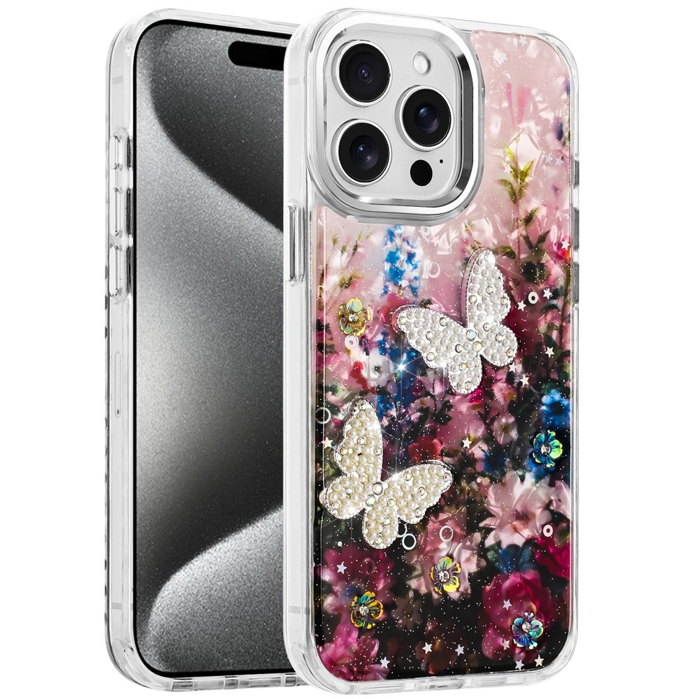 For iP5 Pro Max Glitter Butterfly Case with Metal Buttons - Hybrid Design - Picture 20 of 24