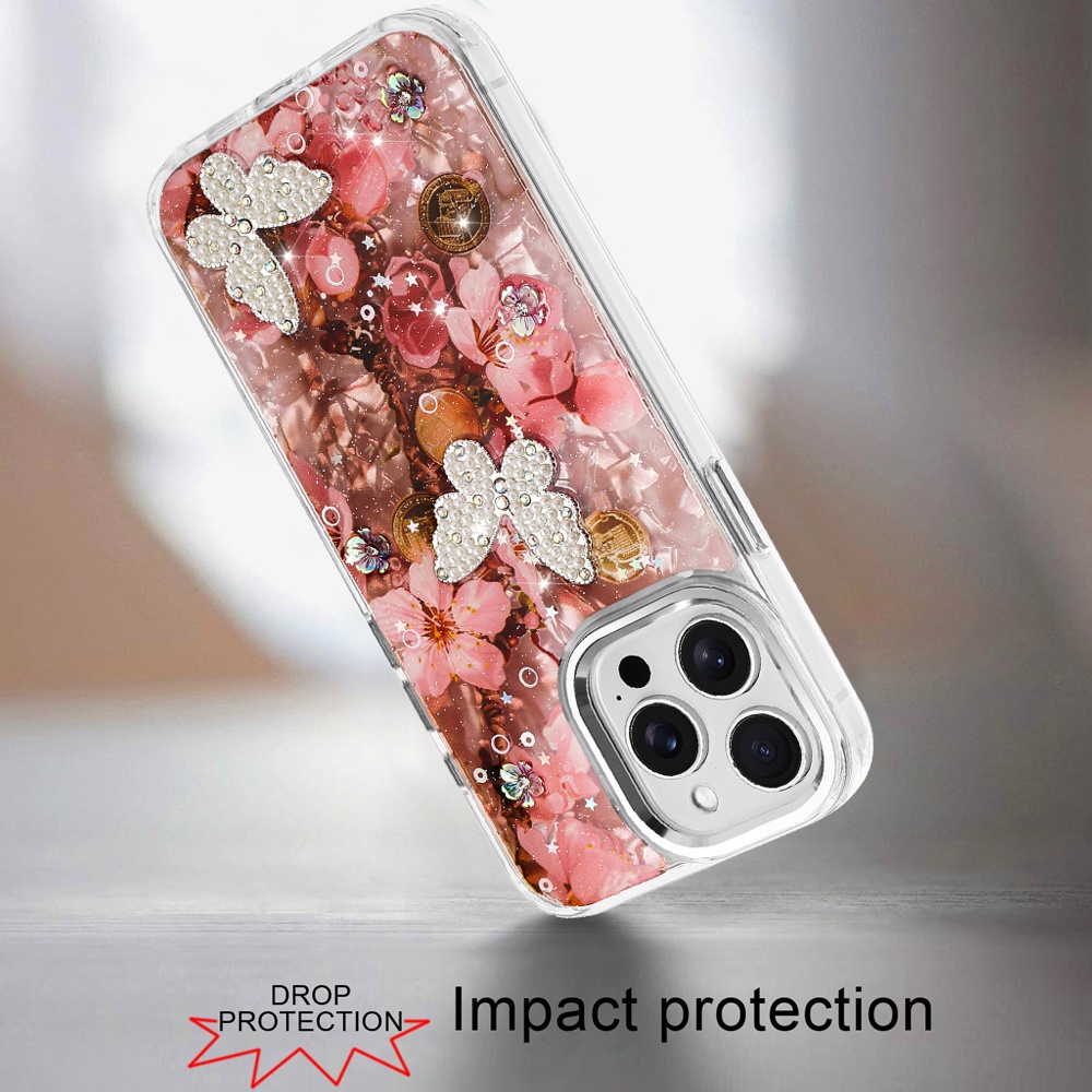 For iP5 Pro Max Glitter Butterfly Case with Metal Buttons - Hybrid Design - Picture 16 of 24