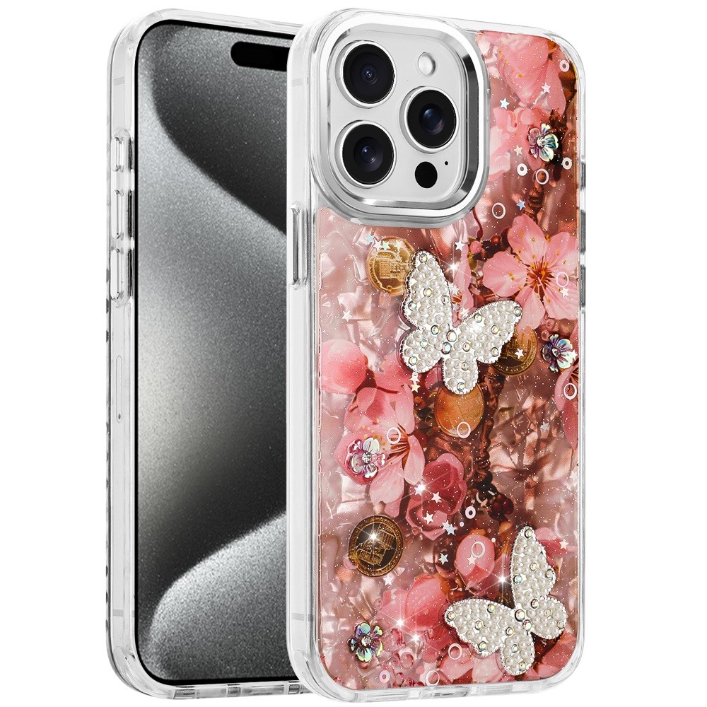 For iP5 Pro Max Glitter Butterfly Case with Metal Buttons - Hybrid Design - Picture 18 of 24