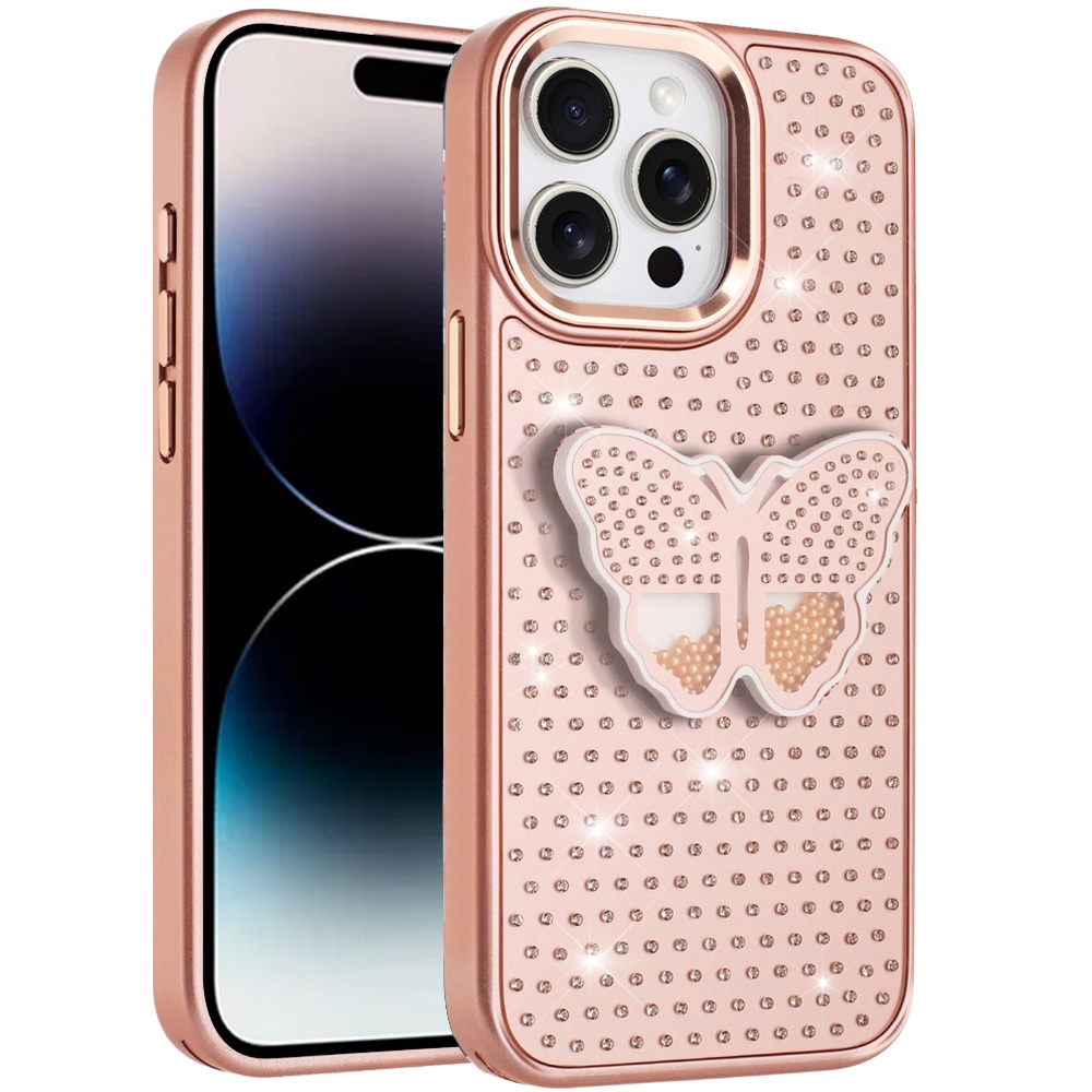 For iPhone 14 Pro Max Butterfly Grip Stand with Diamond Buttons - - Picture 10 of 12