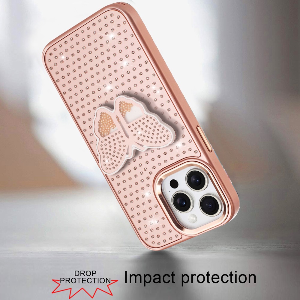 For iPhone 14 Pro Max Butterfly Grip Stand with Diamond Buttons - - Picture 12 of 12