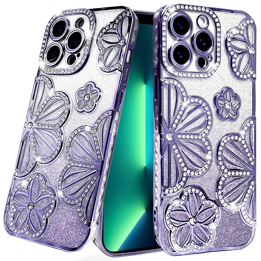 Custodia TPU per iPhone 13 Pro Max Glitter Floreale -  - Foto 2 di 20