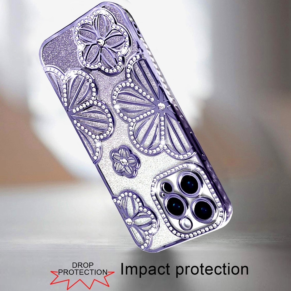 Custodia TPU per iPhone 13 Pro Max Glitter Floreale -  - Foto 3 di 20