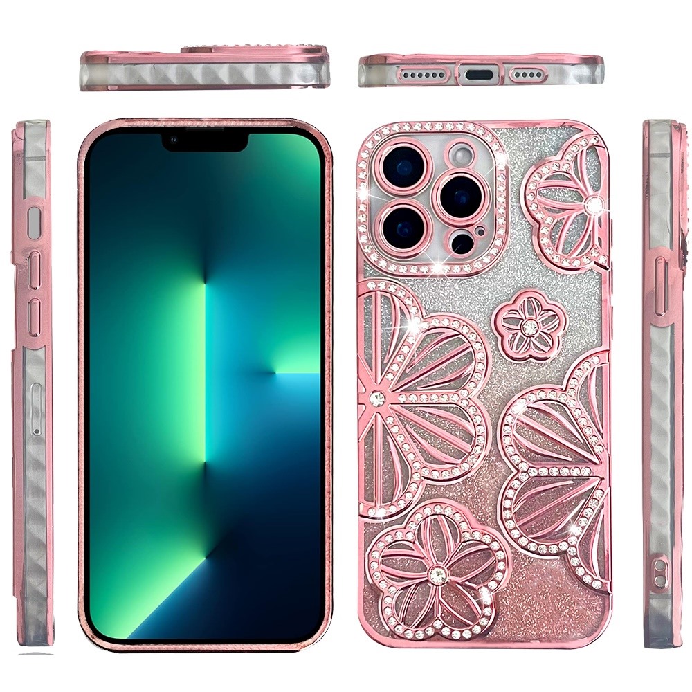 Custodia TPU per iPhone 13 Pro Max Glitter Floreale -  - Foto 6 di 20
