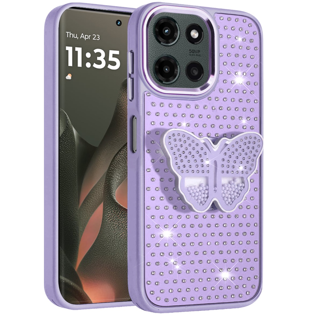 Für Motorola Edge 2025 Hybrid Griff Ständer mit Diamant Meta Tasten - Bild 7 von 12