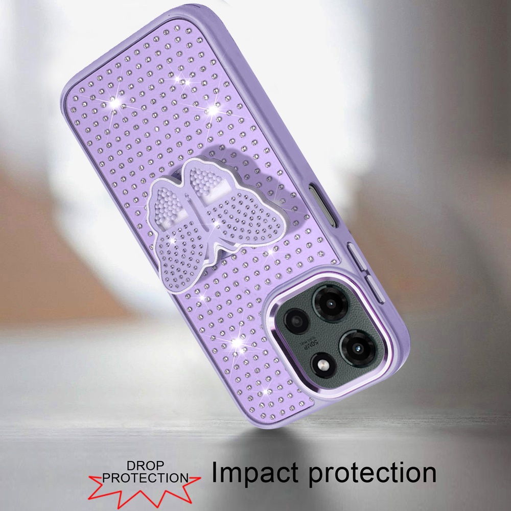 Für Motorola Edge 2025 Hybrid Griff Ständer mit Diamant Meta Tasten - Bild 8 von 12
