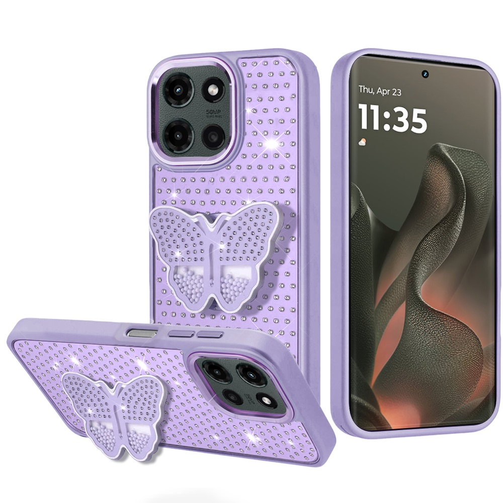 Für Motorola Edge 2025 Hybrid Griff Ständer mit Diamant Meta Tasten - Bild 9 von 12