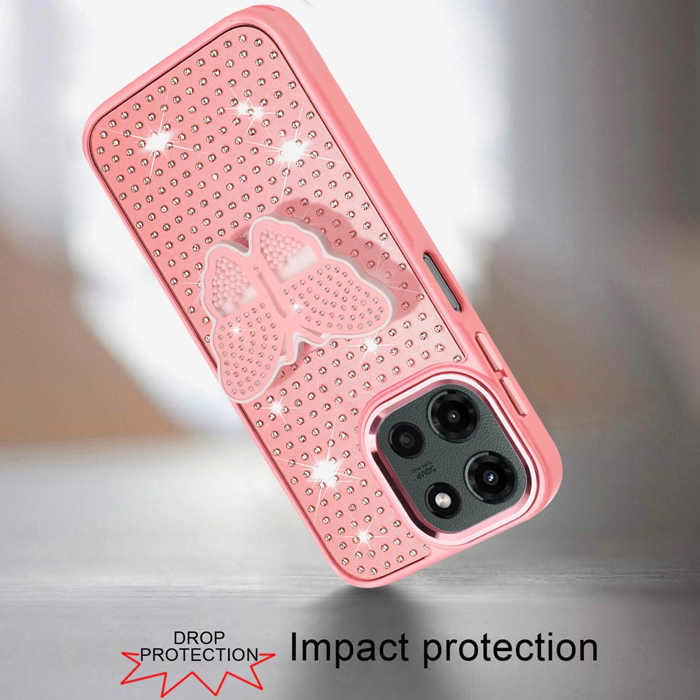 Für Motorola Edge 2025 Hybrid Griff Ständer mit Diamant Meta Tasten - Bild 10 von 12