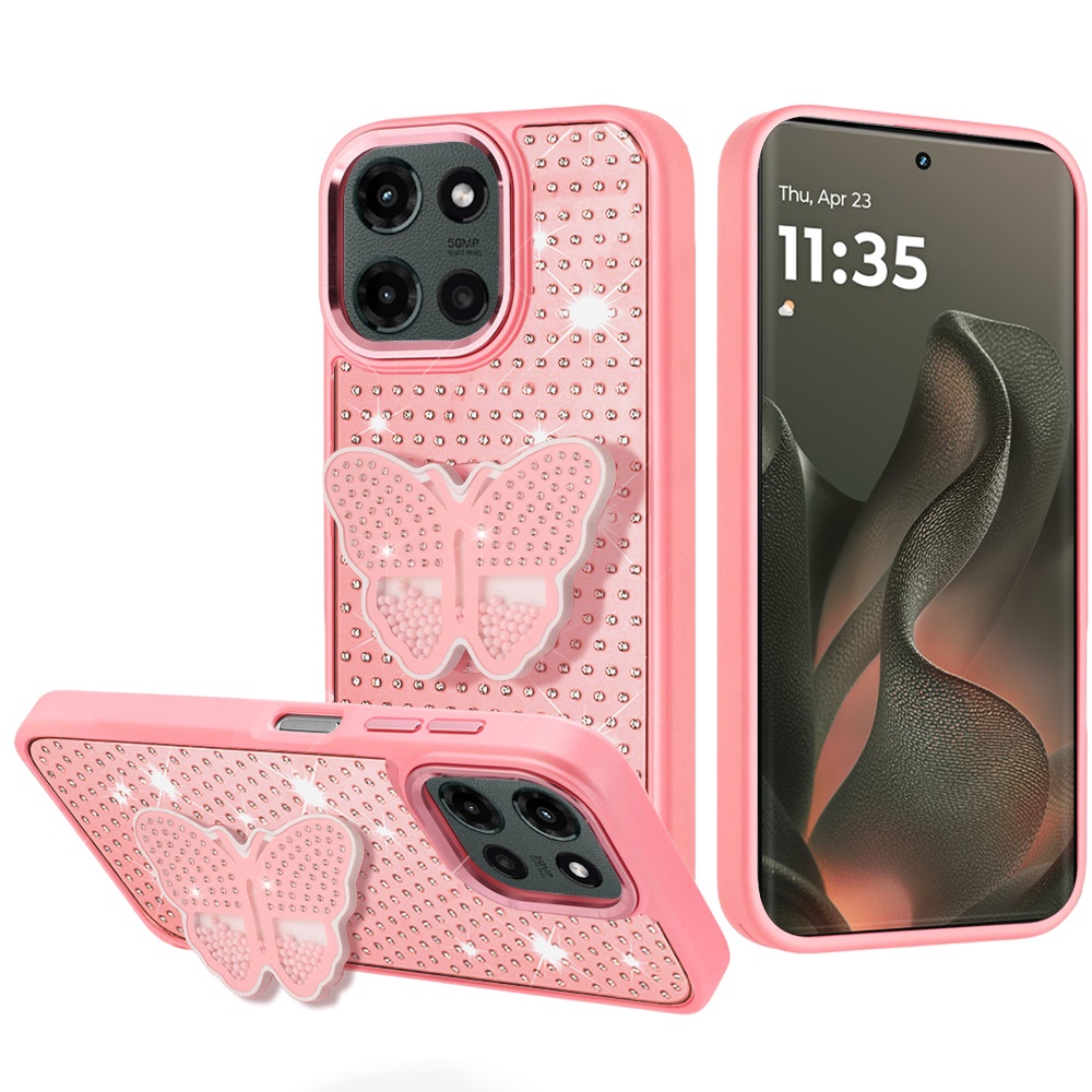 Für Motorola Edge 2025 Hybrid Griff Ständer mit Diamant Meta Tasten - Bild 11 von 12
