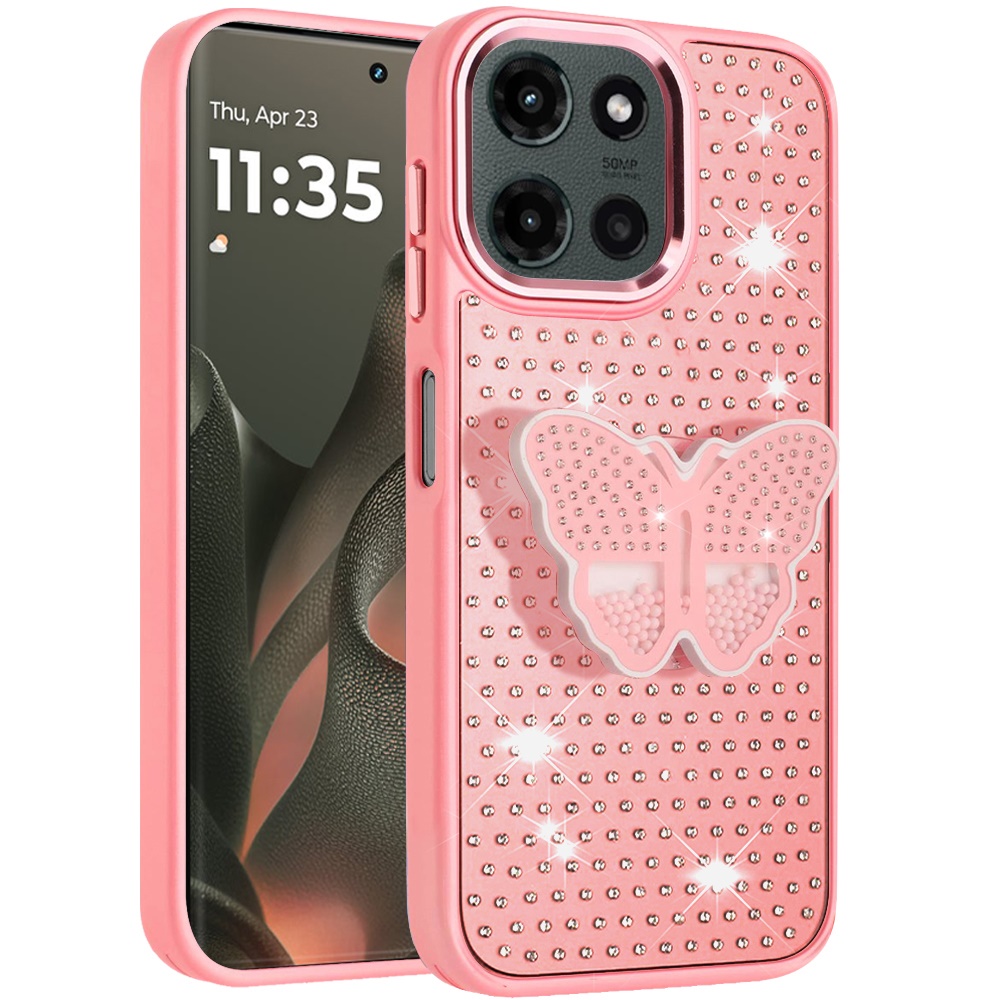 Für Motorola Edge 2025 Hybrid Griff Ständer mit Diamant Meta Tasten - Bild 12 von 12