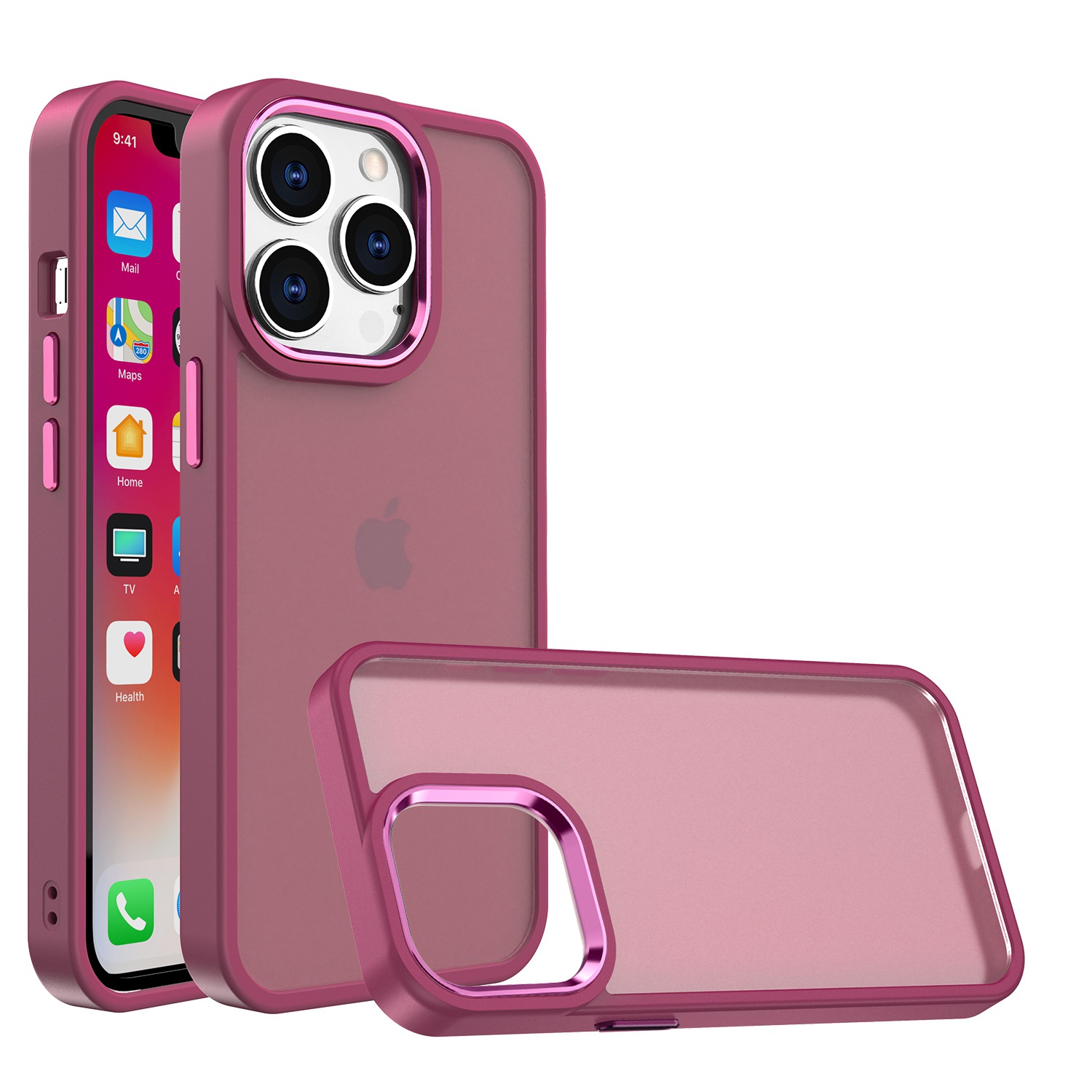 For iPhone 13 Pro Max Hybrid Case with Metal Button and