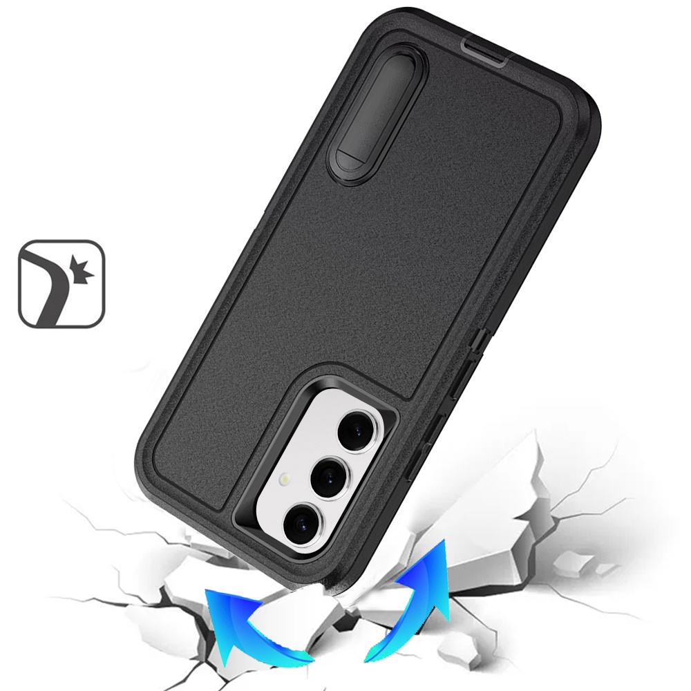 For Samsung Galaxy A26 Tough Hybrid 3-in-1 Case with Stand - Black/Black - Picture 1 of 12