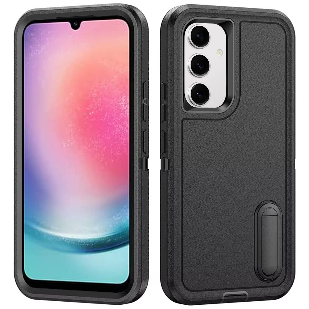 For Samsung Galaxy A26 Tough Hybrid 3-in-1 Case with Stand - Black/Black - Picture 2 of 12