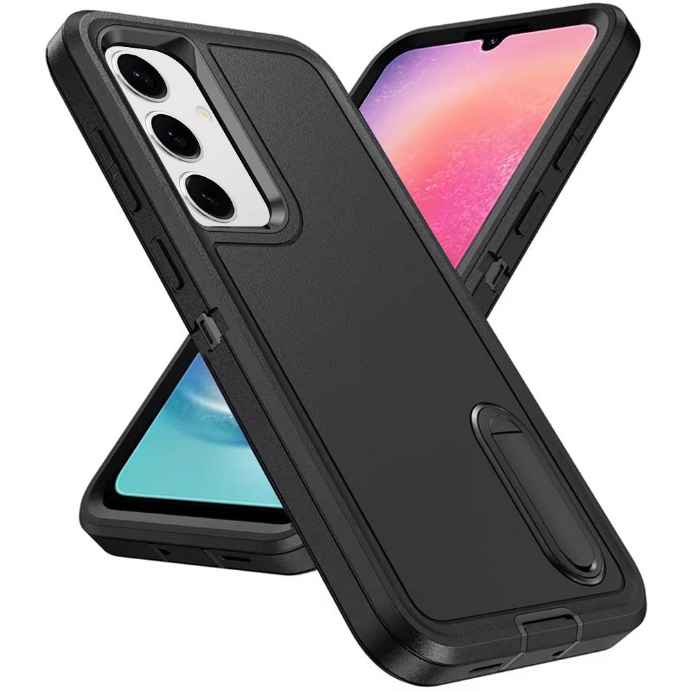 For Samsung Galaxy A26 Tough Hybrid 3-in-1 Case with Stand - Black/Black - Picture 3 of 12