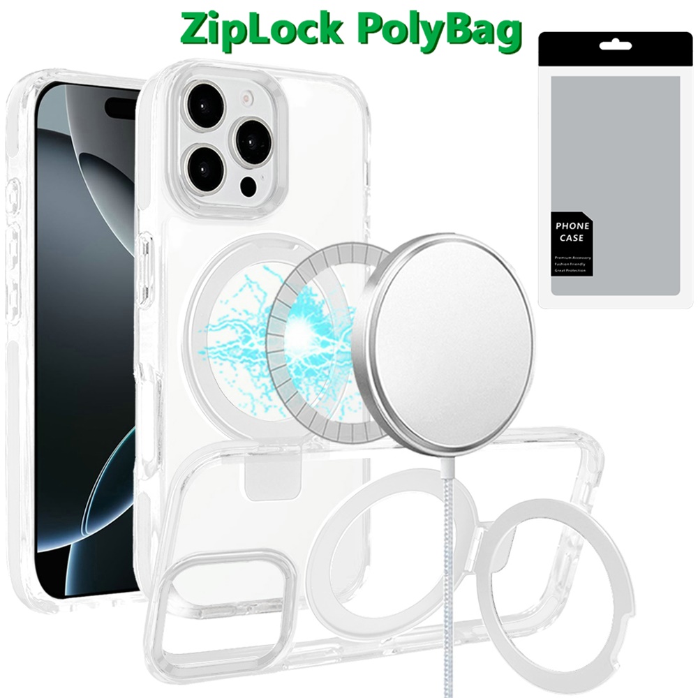 Für iPhone 16 Pro 6,3" Magnetisch Robust Transparent Hybrid mit Ständer -  - Bild 2 von 6